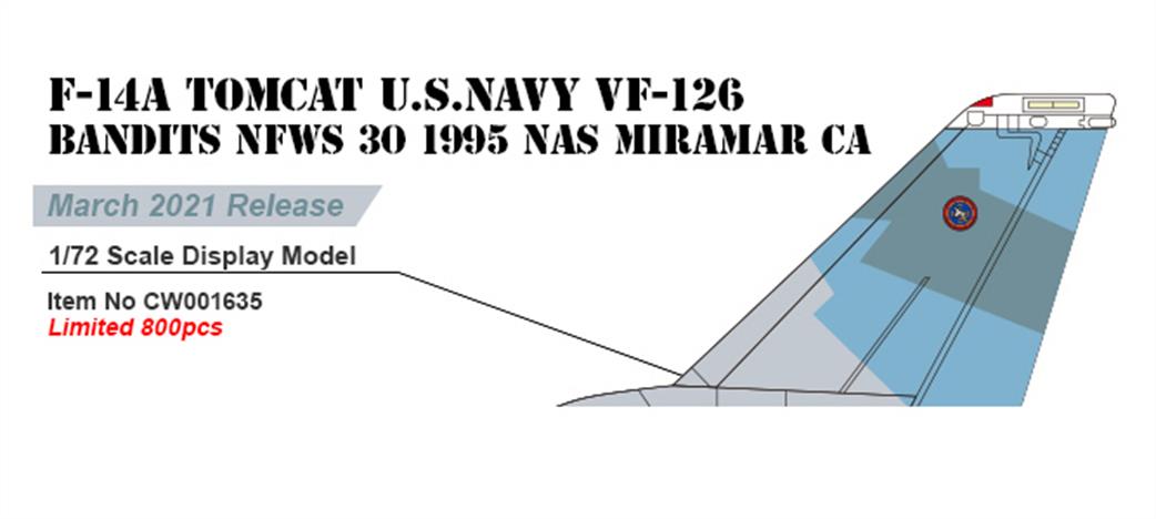 Century Wings CW001635 US Navy F-14A Tomcat NFWS TopGun 30 1995 NAS Miramar, CA 1/72