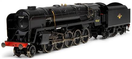 NEW MODEL of the mighty BR standard class 9F 2-10-0 heavy freight locomotive.No. 92167 was built with a double chimney and a mechanical stoker in 1958 at Crewe and entered service at the end of March, stationed at the Saltley depot. In March 1962 it was moved to Tyne Dock, before moving on to Bidston by the end of the year. In early 1963 No. 92167 moved to its penultimate shed, Birkenhead Mollington Street, where it stayed until 1967 at which point it was allocated to its final shed at Carnforth before being withdrawn in mid-1968.