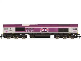 Replicating the prototypical Class 66 locomotive, our model sports a platinum jubilee purple and grey livery for the Platinum Jubilee that was painted in 2022. A special Union Jack flag adorns the sides of the model. This model is DCC-ready and compatible with our HM7000 21-pin decoder. The accessory bag contains a pair of snow ploughs, four pipes and two moulded coupling links.DCC ready with 21 pin decoder connection.
