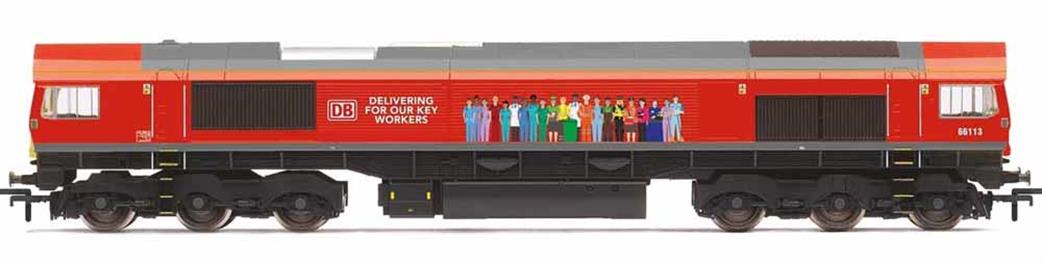 Hornby OO R30074 DB 66113 Delivering For Our Key Workers Class 66 Co-Co Diesel Locomotive - Era 11