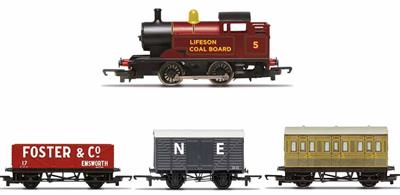 Lifeson Coal Board No.5 was the companies favourite locomotive, being driven by almost every working man at the company at one time or another. Although a far cry from the larger locomotives found on the mainline, No.5 was well suited to its mission as the prime mover within the yard due to its small size. The contents of this pack include: 1 x 0-4-0 Tank Engine 1 x LWB Open wagon 1 x SWB Van 1 x LNER 4-wheel coach