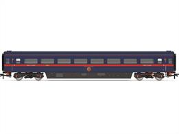 This Mk3 Trailer First coach model sports a GNER blue livery and a ‘Route of the Flying Scotsman’ emblem. The accessory bag contains two magnetic buckeye coupling assemblies and two joined buckeye couplings.