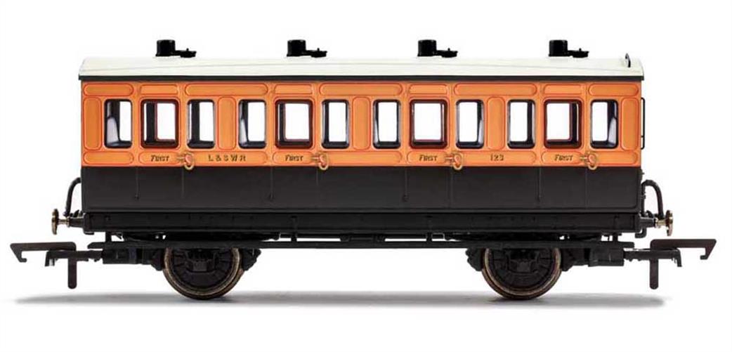 Hornby OO R40107 LSWR 4 Wheel Coach 1st Class Fitted Lights 123 - Era 2