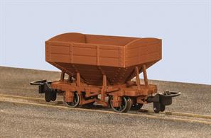 A detailed OO9 narrow gauge model of a Snailbeach &amp; District Railways ore hopper wagon. Unlettered brown, which would not be a bad stat to represent an unpainted wagon.The Snailbeach line was built to haul lead ore from the quarries around Snailbeach &amp; Stiperstones in Shropshire to an interchange with the GWR at Pontesbury. The 2ft4in gauge line was well equipped, using rapid-discharge hopper wagons to transfer the load into standard gauge wagons. After WW1 two Baldwin 4-6-0T engines (as modelled by Bachmann) provided the main motive power for the line.Model fitted with removable (NEM fitting) couplers and metal-rimmed wheels.