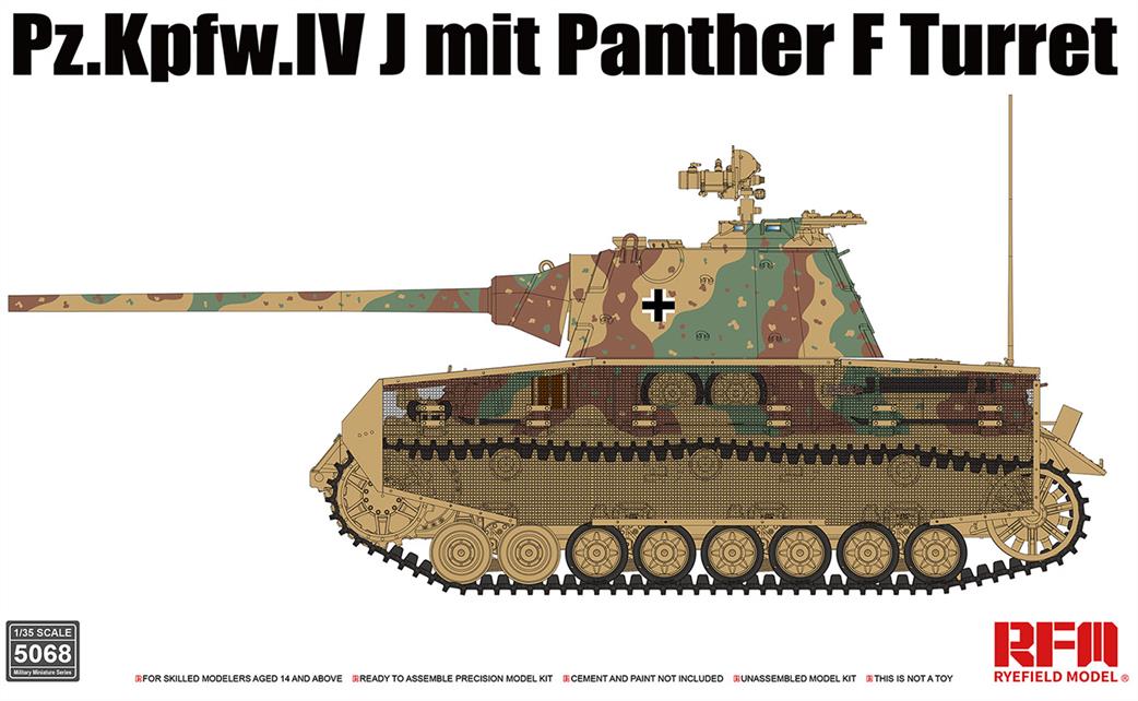 Rye Field Model 1/35 5068 Pz.Kpfw.IV J with Panther F Turret Tank Kit