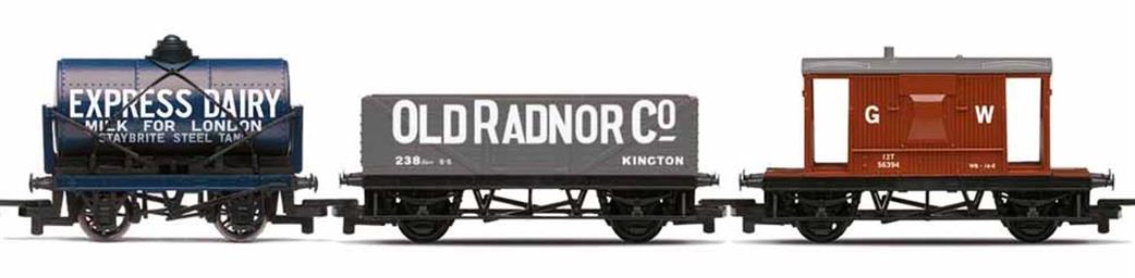 Hornby OO R60047 Railroad Triple Wagon Pack, Mixed Wagons with Brake Van - Era 3