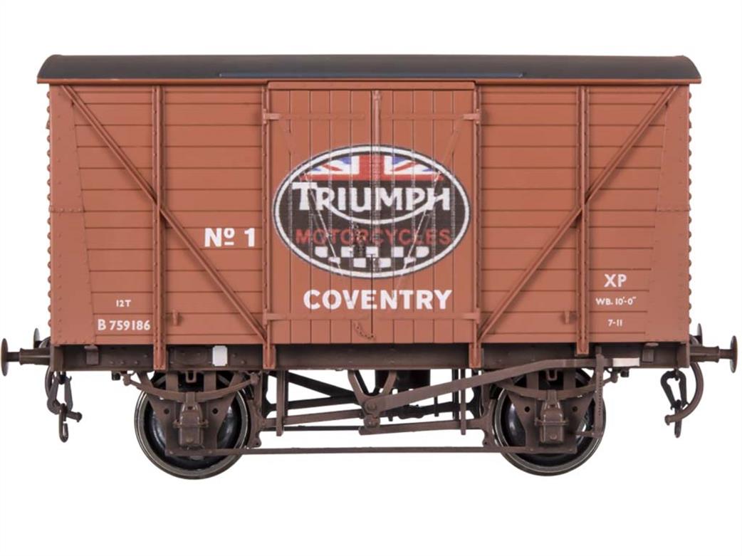 Dapol O Gauge 7F-056-029 BR Standard Planked Body Ventilated Van Bauxite Triumph Motorcycles