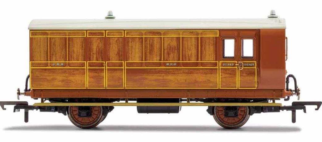 Hornby OO R40060 GNR, 4 Wheel Coach, Brake Baggage, 836 - Era 2