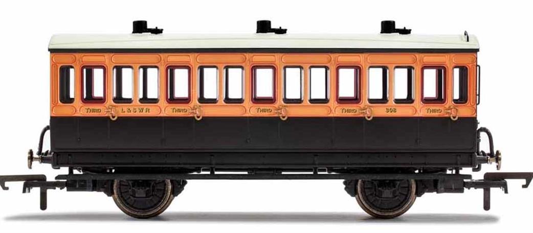 Hornby OO R40062A LSWR, 4 Wheel Coach, 3rd Class, 308 - Era 2