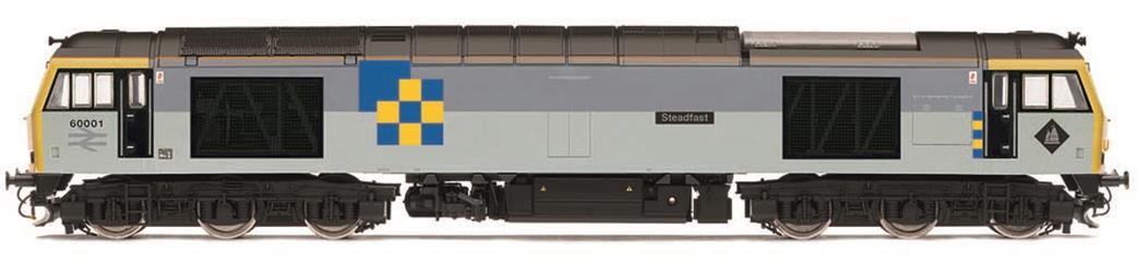 Hornby R30156 BR Railfreight 60001 Steadfast Class 60 Co-Co Diesel Railfreight Triple Grey Construction Sector Logos OO