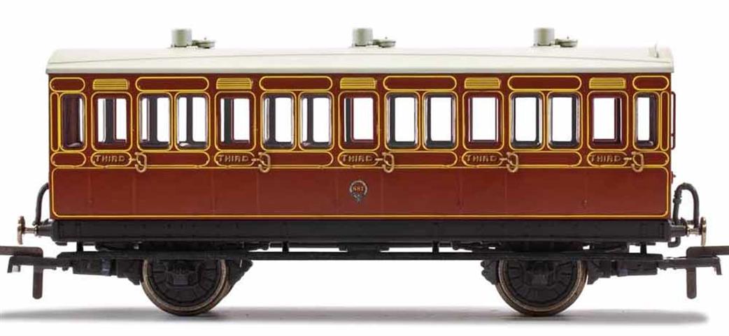 Hornby OO R40070A LB&SCR, 4 Wheel Coach, 3rd Class, 881 - Era 2
