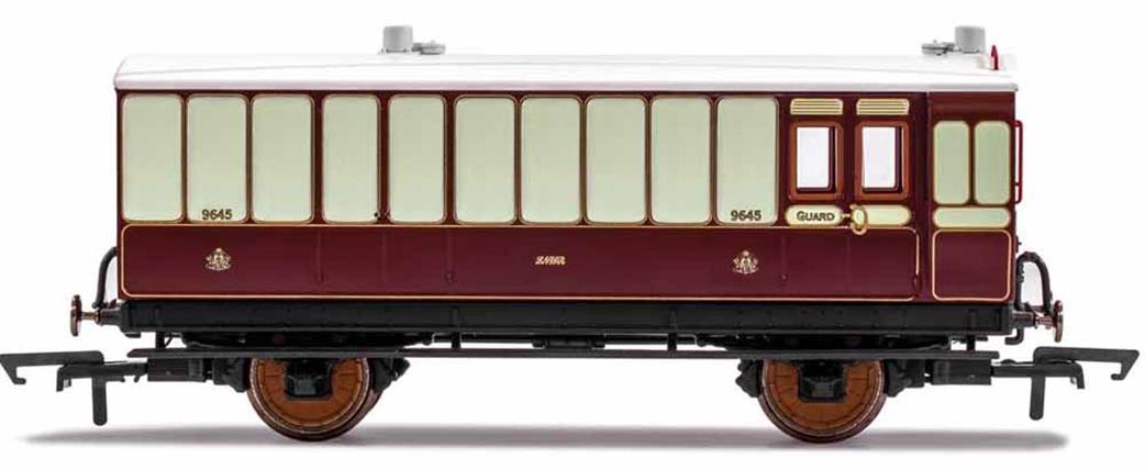 Hornby OO R40076 LNWR, 4 Wheel Coach, Brake Baggage, 9645 - Era 2
