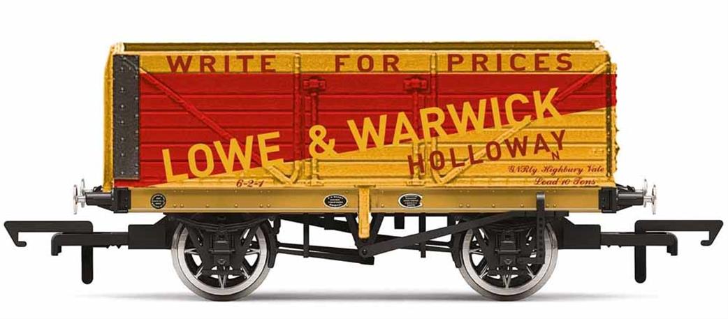 Hornby OO R60026 Lowe & Warwick, Holloway 7 Plank Open Coal Wagon Red & Yellow
