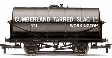 Cumberland Tarred Slag wagons and tankers were often based in Cumbria, either at Siddick Junction or Warrington. This example is typical of the tank wagon traffic that would be found on British railways in the 20th century. Tank wagons were divided into class A and Class B with the less common Class A wagons being built to contain more volatile substances.
