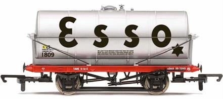 Esso had a huge fleet of 20T tanker wagons built at various times used for transporting fuel. This example is typical of the tank wagon traffic that would be found on British railways in the 20th century. Tank wagons were divided into class A and Class B with the less common Class A wagons being built to contain more volatile substances.