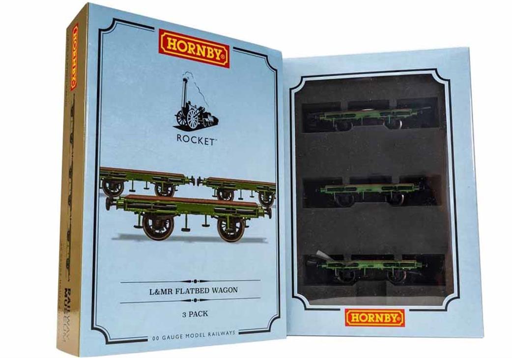 Hornby OO R60014 L&MR Flat Bed Carriage Truck Pack of 3 - Era 1 Liverpool & Manchester Railway