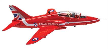 Detailed model of the BAe Hawk advanced jet trainer aircraft, as flown by the RAF Red Arrows aerobatic display team.This model is fnisihed in the scheme used during the Red Arrows 2019 tour of the USA.