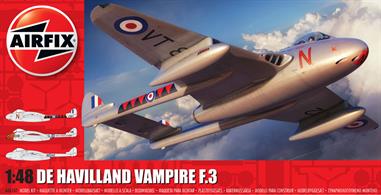 1:48 scale plastic kit building a model of the DeHaviland Vampire F3. The Vampire was one of the first jet powered fighters, entering service in 1946.