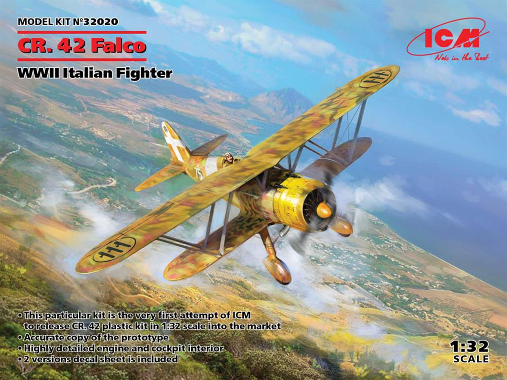 ICM 32020 Fiat CR42 Falco WW2 Italian Fighter Plastic Kit 1/32