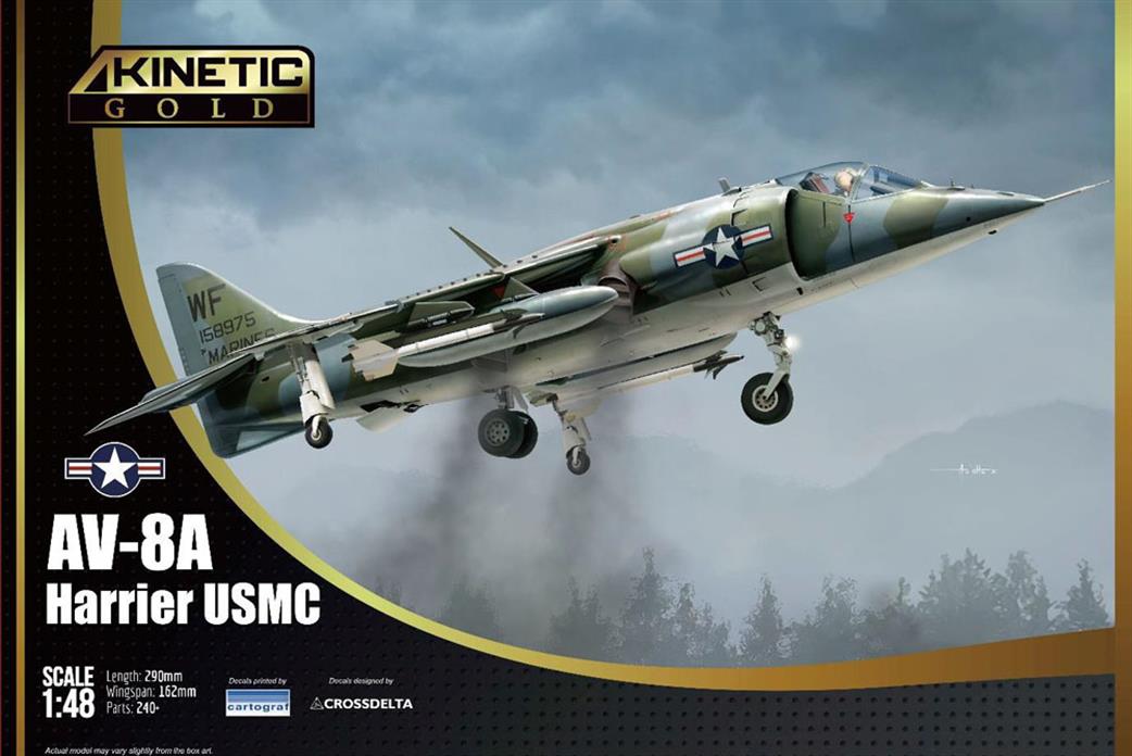Kinetic Models 1/48 48072 USMC AV-8A Harrier VTOL Aircraft Plastic Kit