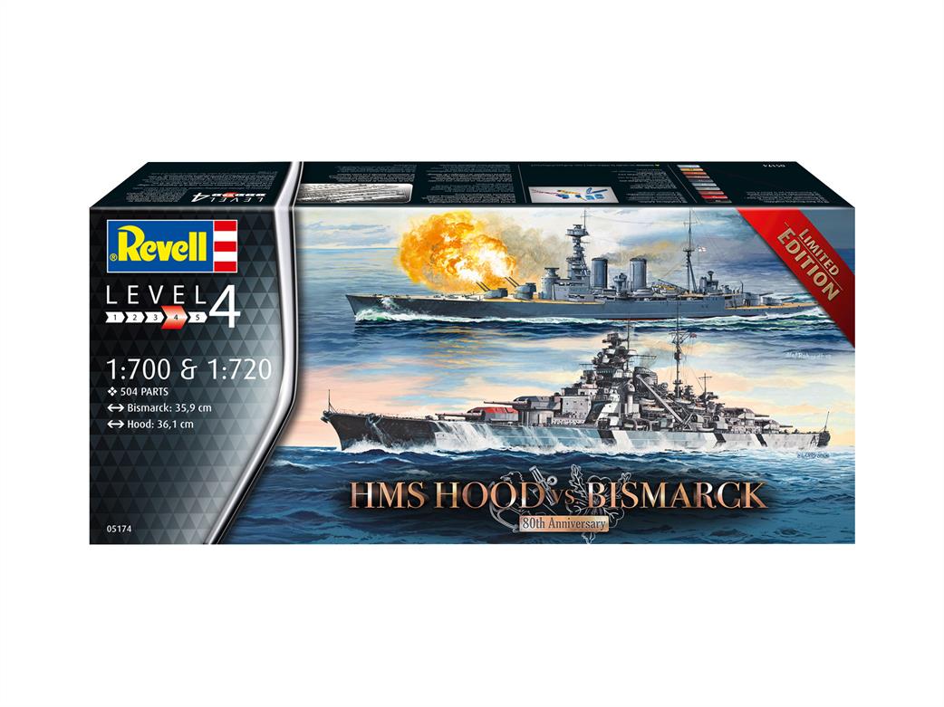 Revell  05174 Battle Set HMS Hood vs Bismarck 80th Anniversary Kit Limited Edition