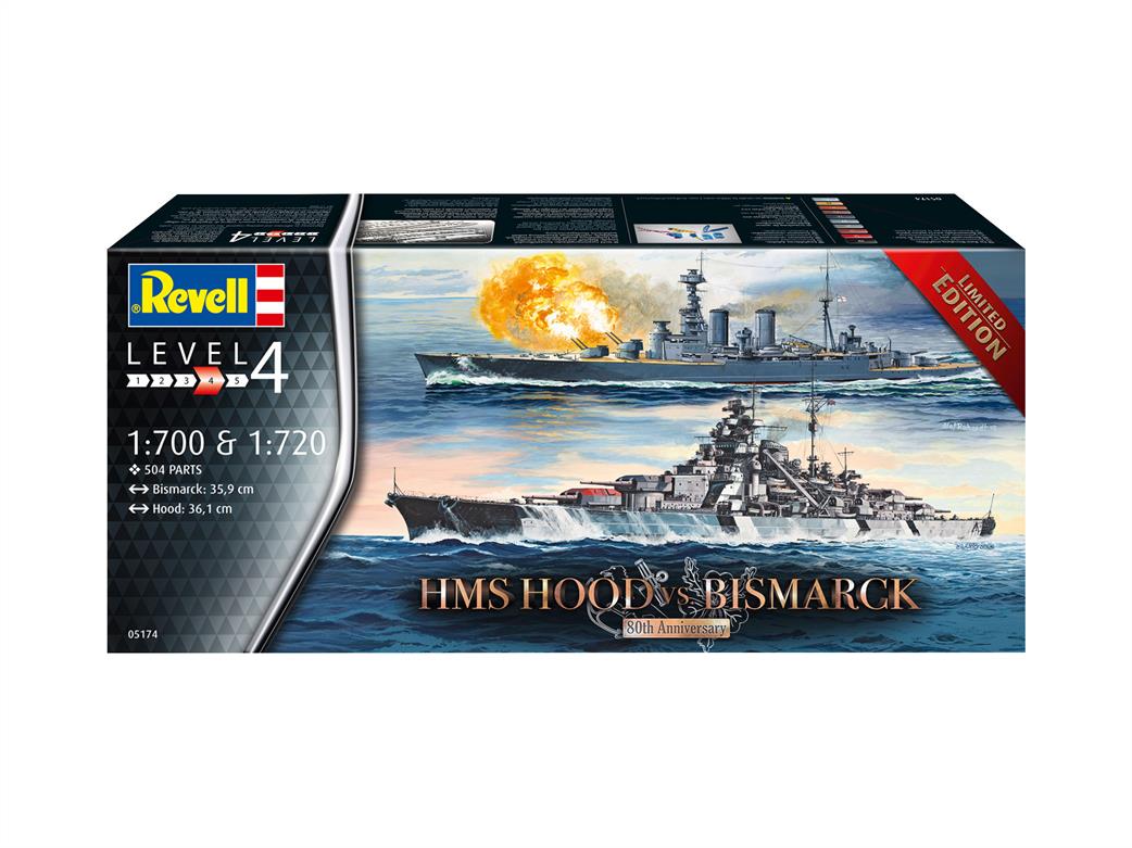 Revell 05174 Battle Set HMS Hood vs Bismarck 80th Anniversary Kit Limited Edition