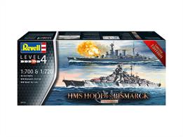 Revell 05174 1/720th &amp; 1/700th Battle Set HMS Hood vs Bismarck 80th Anniversary Kit Limited Edition