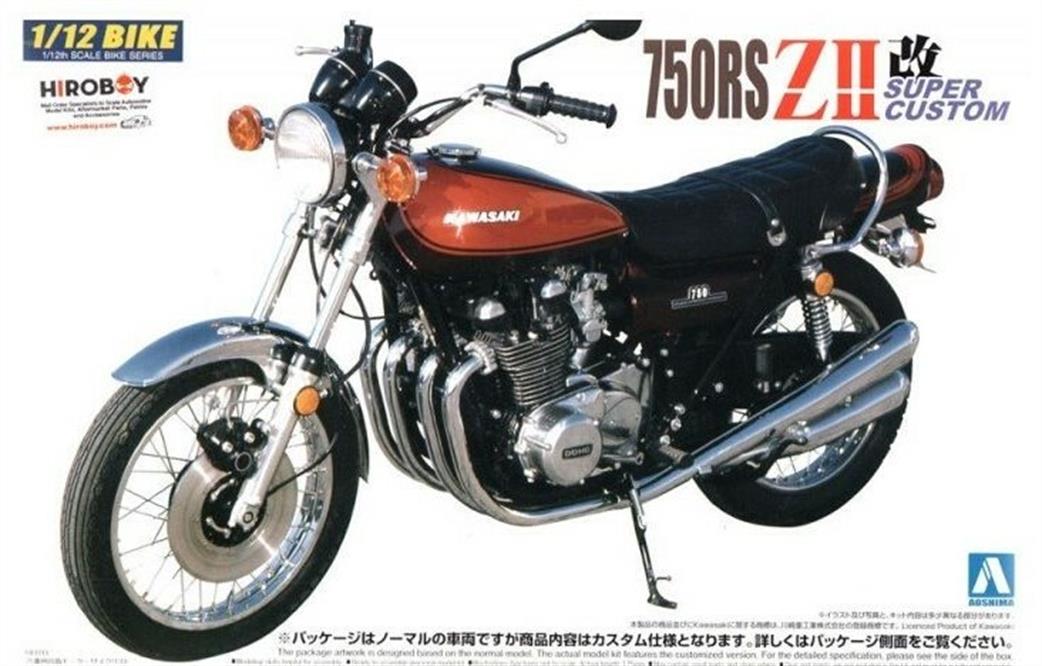 Aoshima 1/12 041789 Kawasaki 750 Roadster Z11 Super Custom Motorbike Model Kit