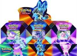 You will be sent one tin at random unless otherwise specified.In each tin you will find: 4 * Pokemon boosters1 * 1 of 3 foils (either Lucario V, Galarian Slowbro V or Mew V)