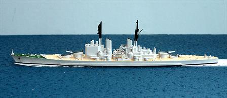 A 1/1200 scale resin waterline model of HMS Vanguard handmade by the maker, one of only 4 models made to replace Triang/Hornby models, see photograph.