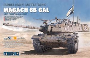 This TS-044 Israel Main Battle Tank Magach 6B GAL model kit includes movable suspension and workable tracks. The vinyl part designed by digital sculpting has realistic details. Fine PE parts and a track assembly jig are included. This kit features outstanding details and excellent parts fit.
