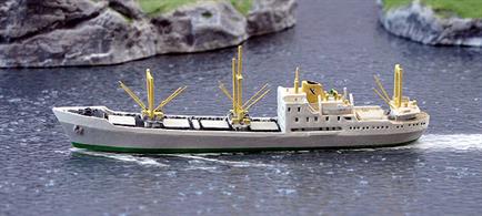 A 1/1250 scale metal model of Bohemund a Fred Olsen freighter of the 1950s used between Europe and Africa and South America in the 1950s by Solent Models SOM22
