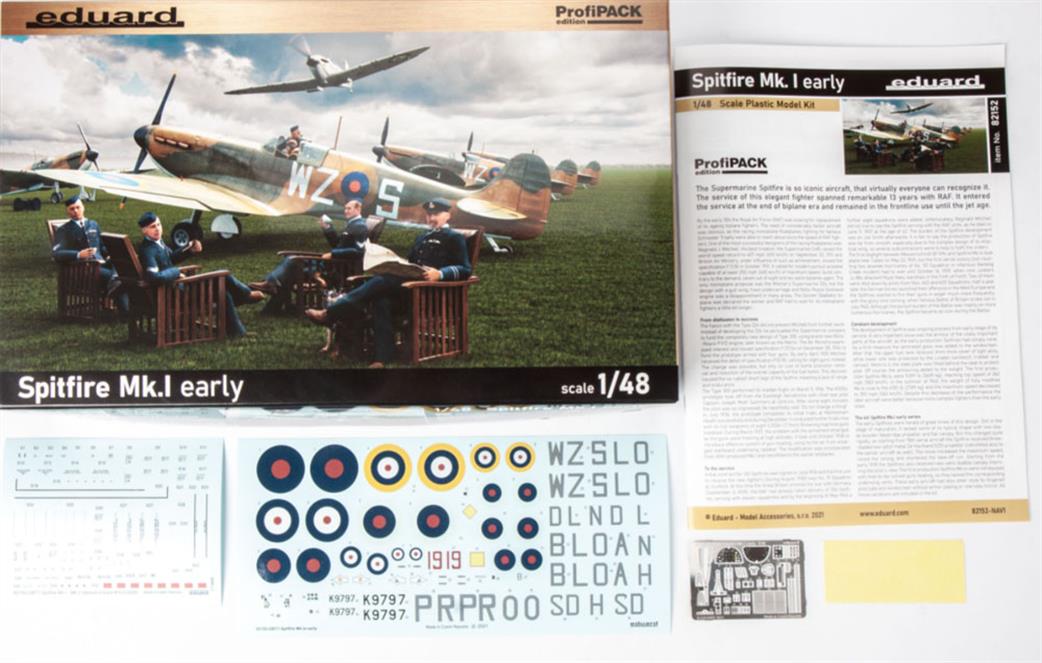 Eduard 1/48 82152 Spitfire Mk1A RAF WW2 Fighter Plastic Kit