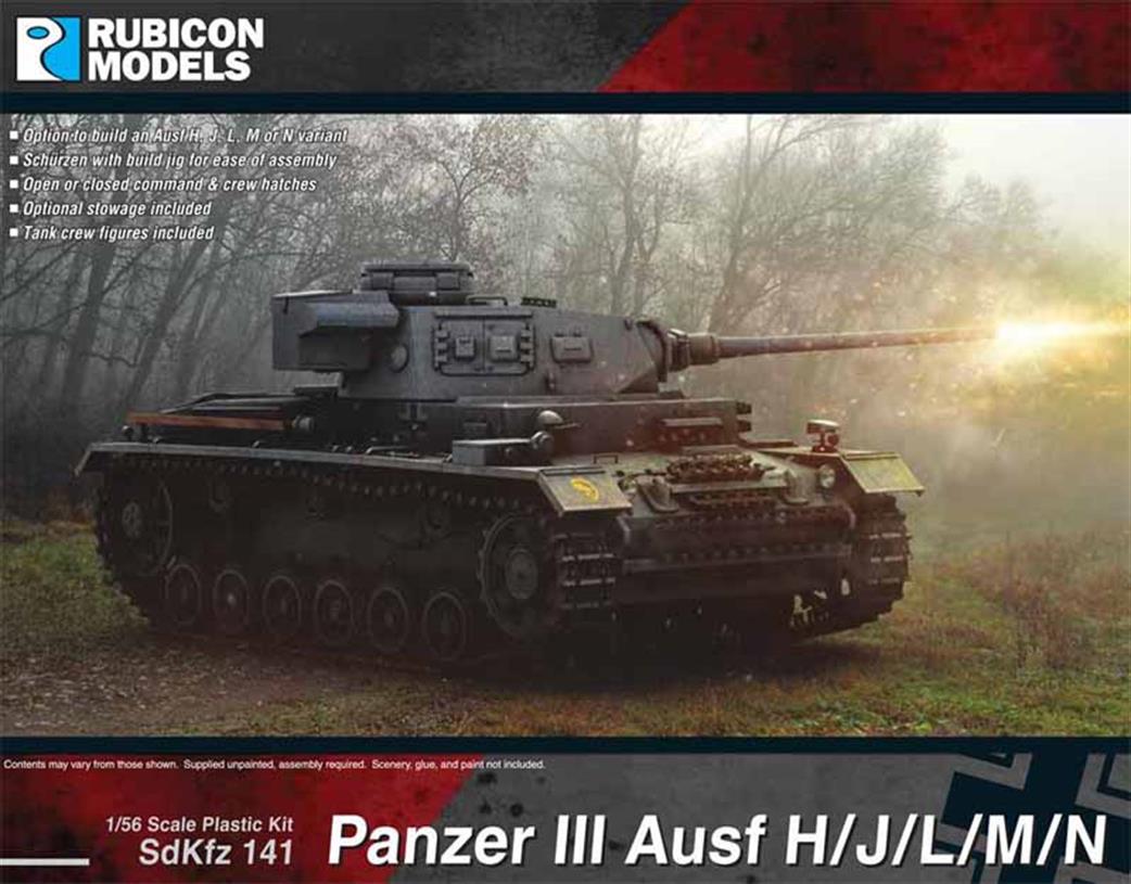 Rubicon Models 1/56 28mm 280092 German SdKfz141 Panzer 3 Ausf H/J/L/M/N Plastic Model Kit