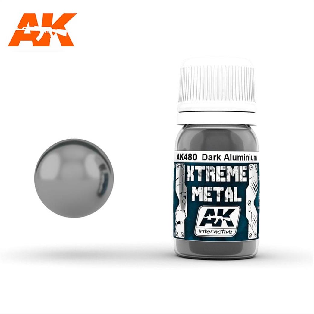 AK Interactive  AK480 Extreme Metal Color Dark Aluminium Airbrush Color 30ml