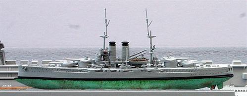 A 1/1250 scale model of an underwater hull for an Austro-Hungarian Tegetthoff-class battleship by Coastlines Models, CL-UWH06.