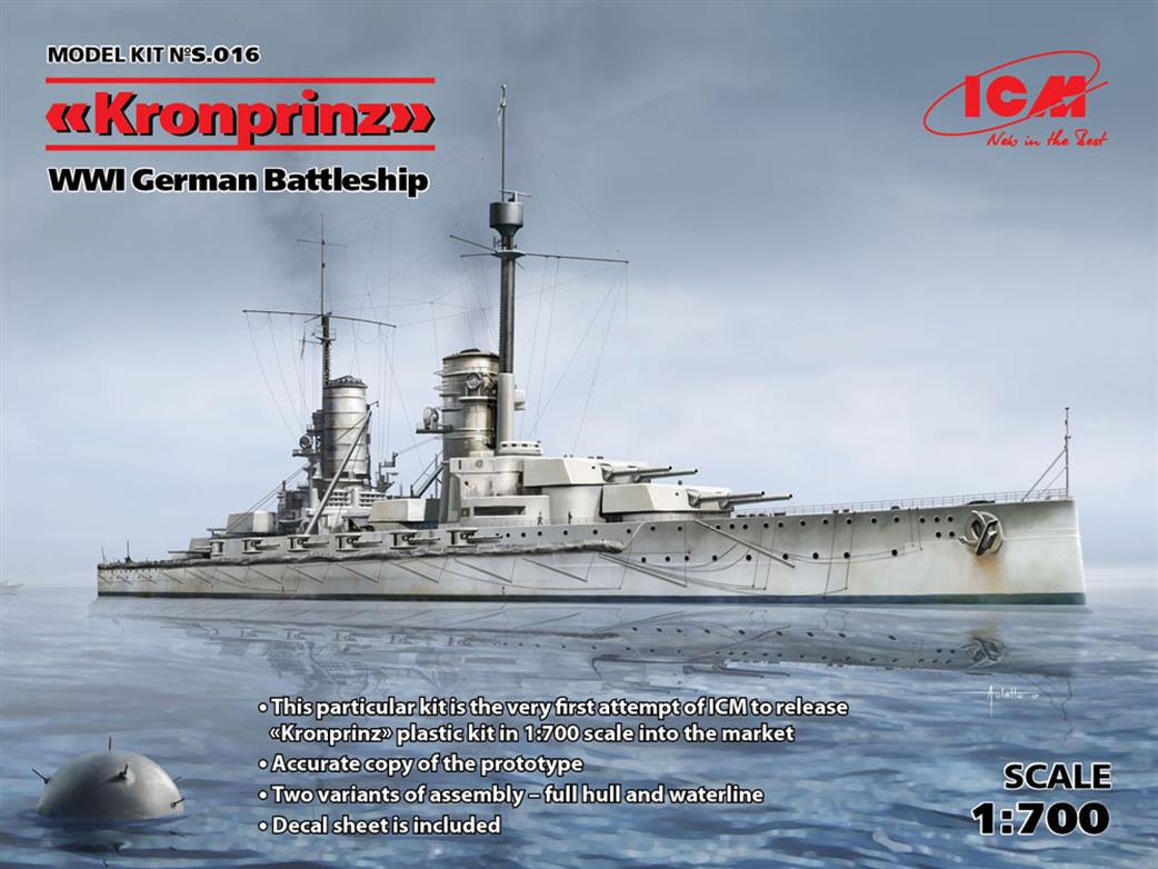 ICM ICMS016 Kronprinz  WW1 German Battleship Kit 1/700