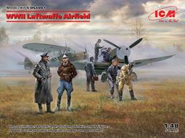 WWII Luftwaffe Airfield (Messerschmitt Bf-109F-4, Henschel Hs-126 B-1, German Luftwaffe Pilots and Ground Personnel (7 figures) Diorama Set