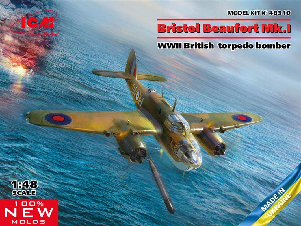ICM 1/48 48310 Bristol Beaufort Mk.I, WWII British Torpedo-Bomber Aircraft Kit