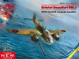 ICM 48310 1/48th Bristol Beaufort Mk.I, WWII British Torpedo-Bomber Aircraft Kit100% New Molds