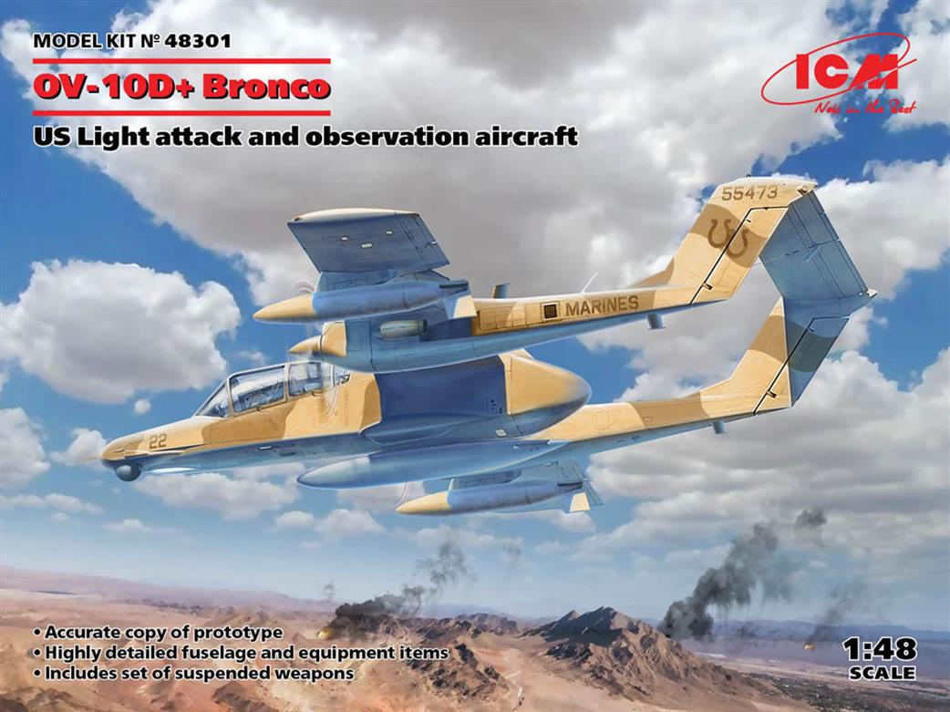 ICM 48301 USAF OP-10D+ Bronco Light Attack Aircraft Model Kit 1/48