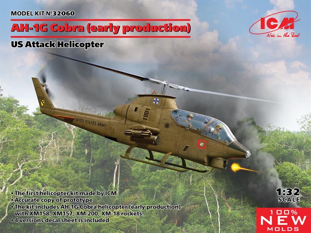 ICM 1/32 32060 Bell AH-1G Cobra Early Production US Attack Helicopter Kit