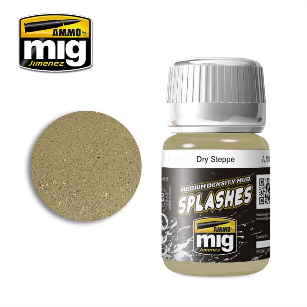 Ammo of Mig Jimenez  A.MIG-1751 Dry Steppe Yellow-Brown Mud Splashes Effect Weathering Wash 35ml Bottle