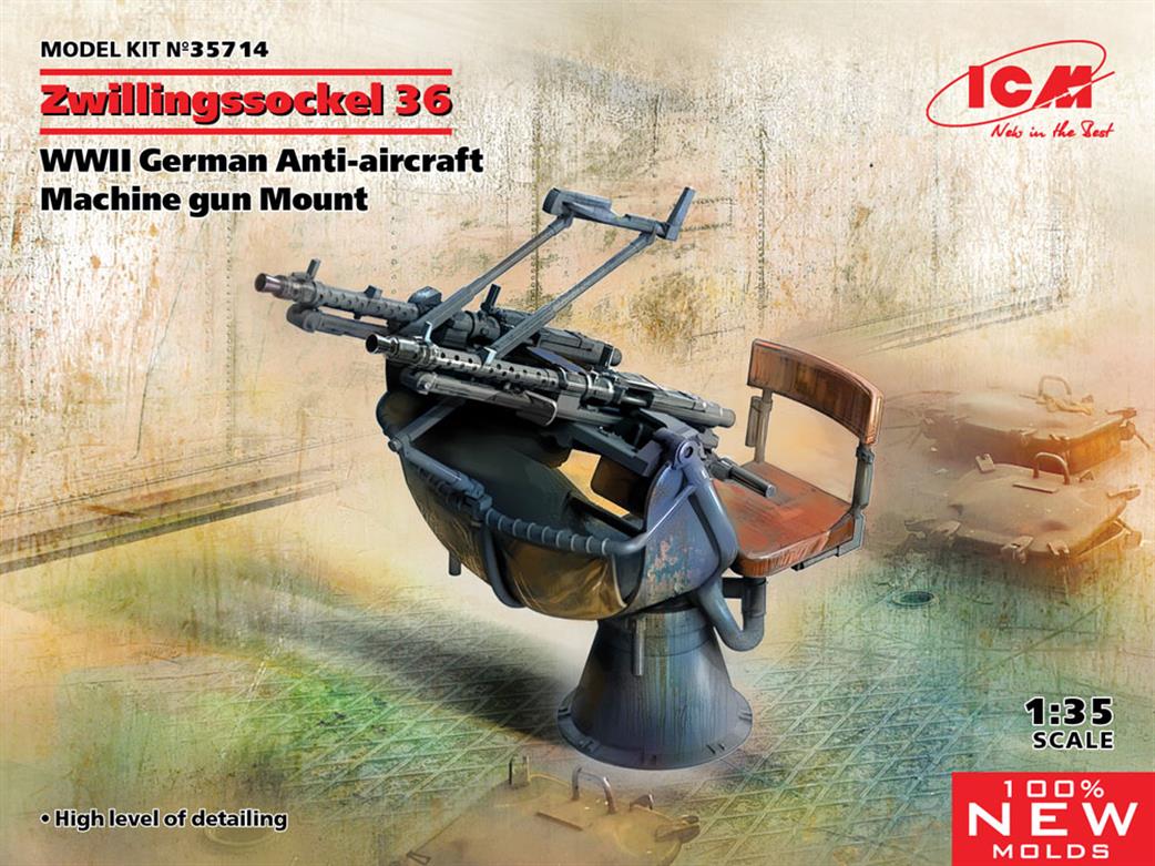ICM 1/35 35714 Zwillingssockel 36 WWII German Anti Aircraft Machine gun Kit