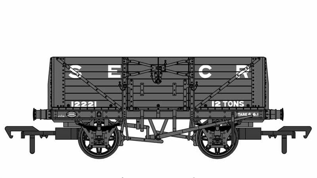 Rapido Trains 907001 SECR 7 Plank Open Wagon 12221 SR Dia D1355 SECR Dark Grey Livery OO