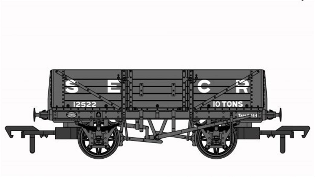 Rapido Trains OO 906002 SECR 5 Plank Open Wagon 12522 SR Dia D1347 SECR Grey