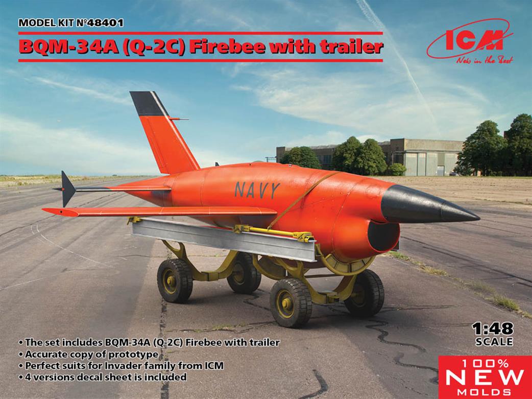 ICM 1/48 48401 BQM-34A Q-2CA Firebee Drone With Trailer