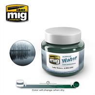 This product has been specifically formulated to realistically represent any kind of water, such as oceans, rivers, lakes, waterfalls and even icy surfaces. This reference has the characteristic color of stagnant waters in many swamps and lakes. - The translucent finish is perfect to achieve a depth effect as well as a realistic water color. - The product is thick enough to be poured onto all kinds of surfaces, even slopes. - The slow drying time makes it possible to model moving water, like waterfalls, rough seas, waves, etc. with no pressure. - It can be mixed with other products of the same range or small amounts of acrylic paint to slightly alter the color without turning opaque. - It can be diluted either with water or acrylic thinner to change the consistency. Begin by painting the water feature in your color of choice. Once dry, apply the gel with a palette knife or another similar tool. You can model the surface while it dries using old brushes, sculpting tools, toothpicks, etc. We recommend applying the product in thin layers to achieve a better overall effect and finish.