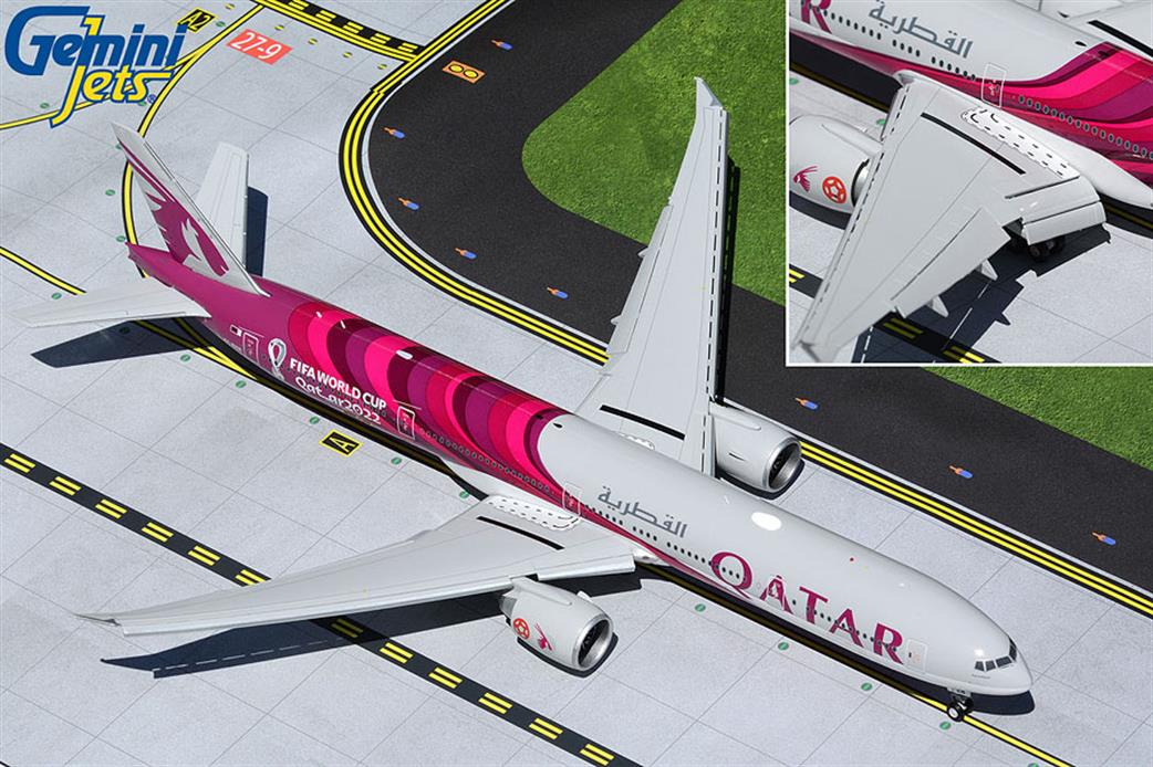 Gemini Jets G2QTR972F Qatar Airways Boeing B777-300ER A7-BEB FIFA World Cup 2022 Airliner Model 1/200