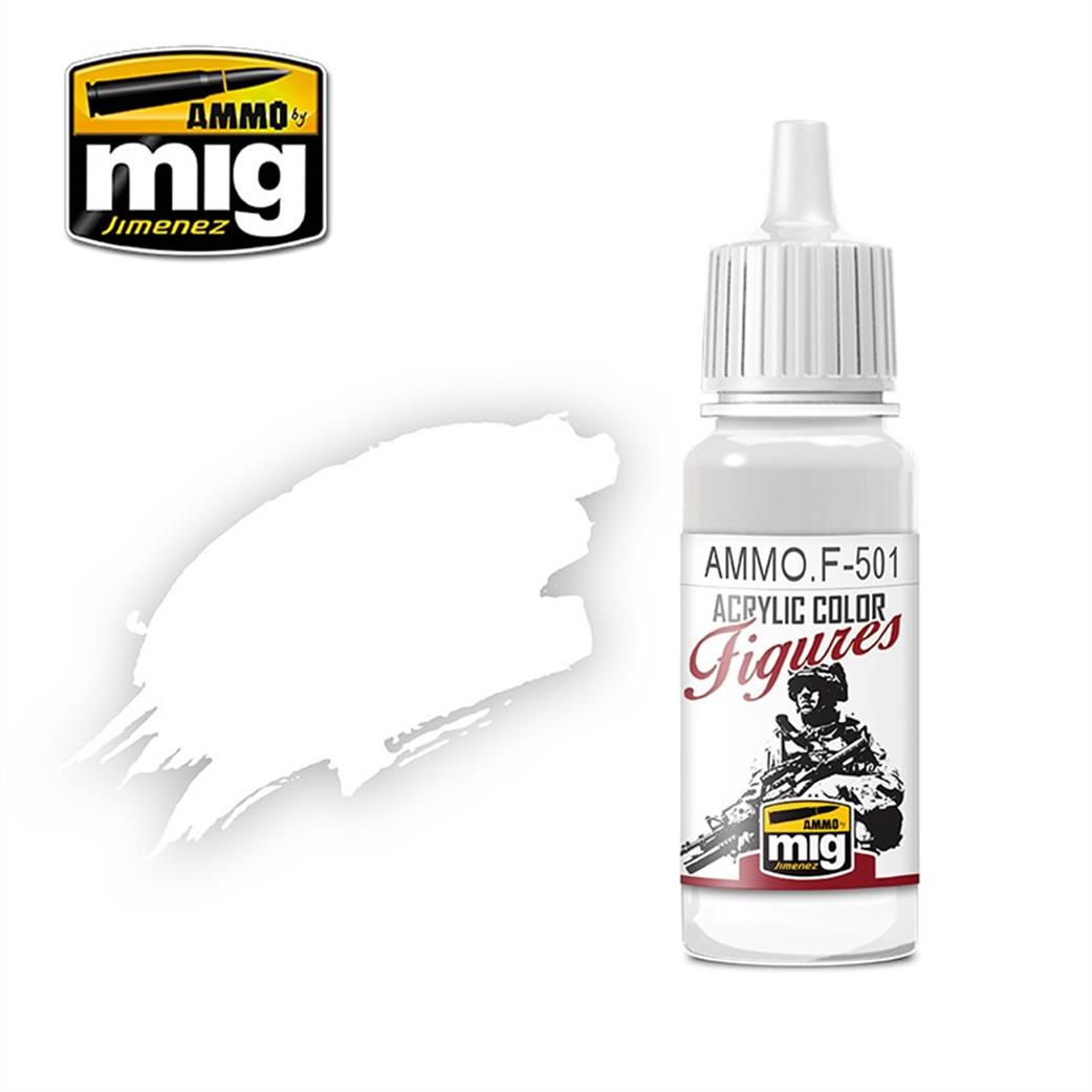 Ammo of Mig Jimenez  Ammo.F-501 White 17ml Acrylic Color Figures Paint